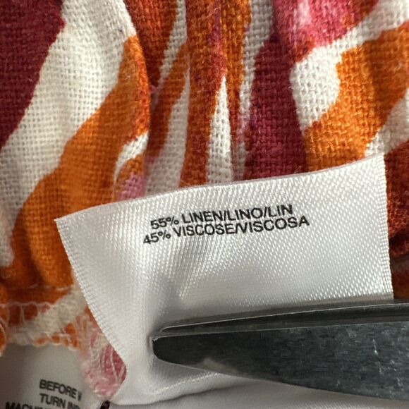 Anne Klein Spicy Orange Multicolor Linen Zebra Print Pockets Shorts Medium New - Picture 10 of 11